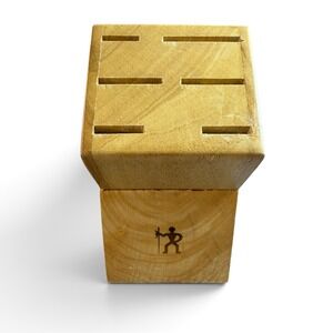 Henckels Wooden Knife Block 6 Slot Natural Wood Kitchen Cutlery Storage Block